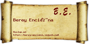 Berey Enciána névjegykártya